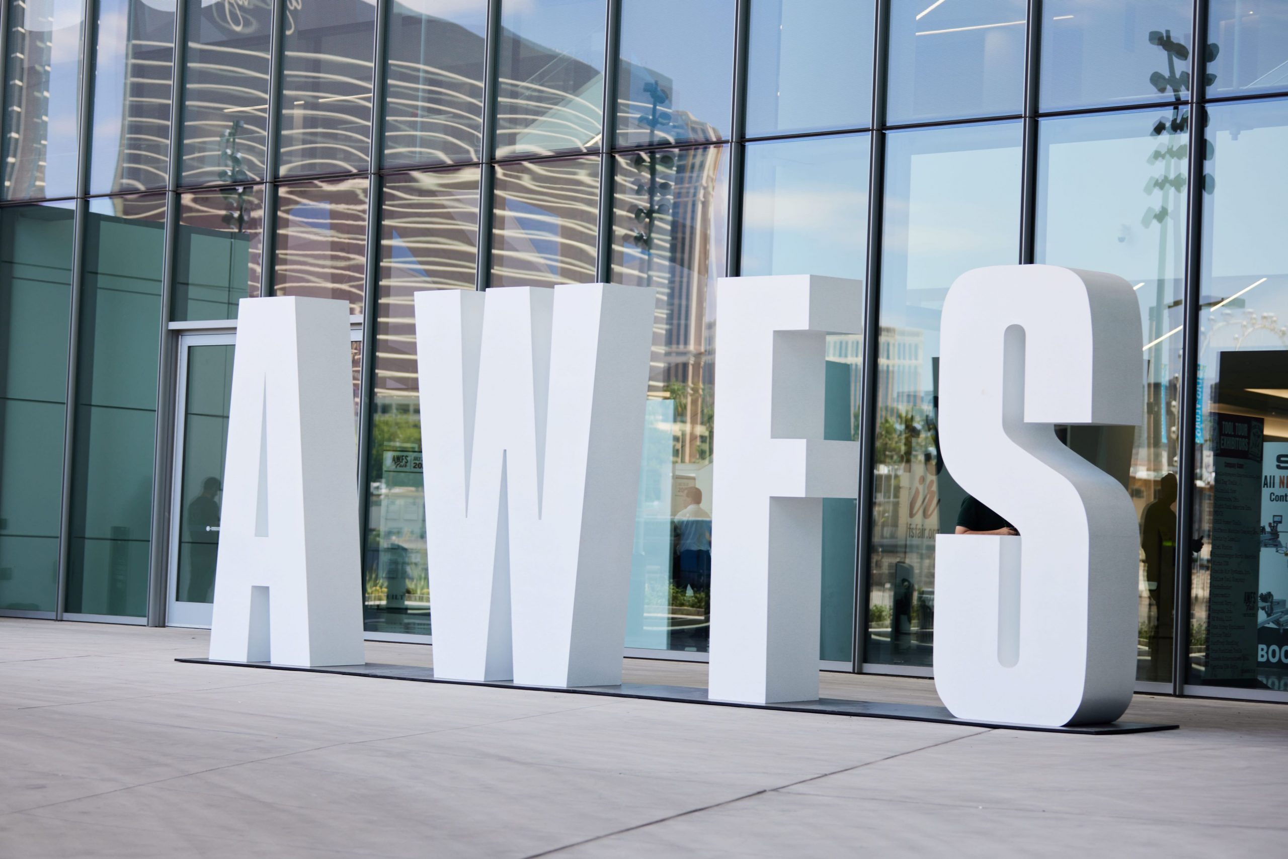 large letters AWFS outside the las vegas convention center