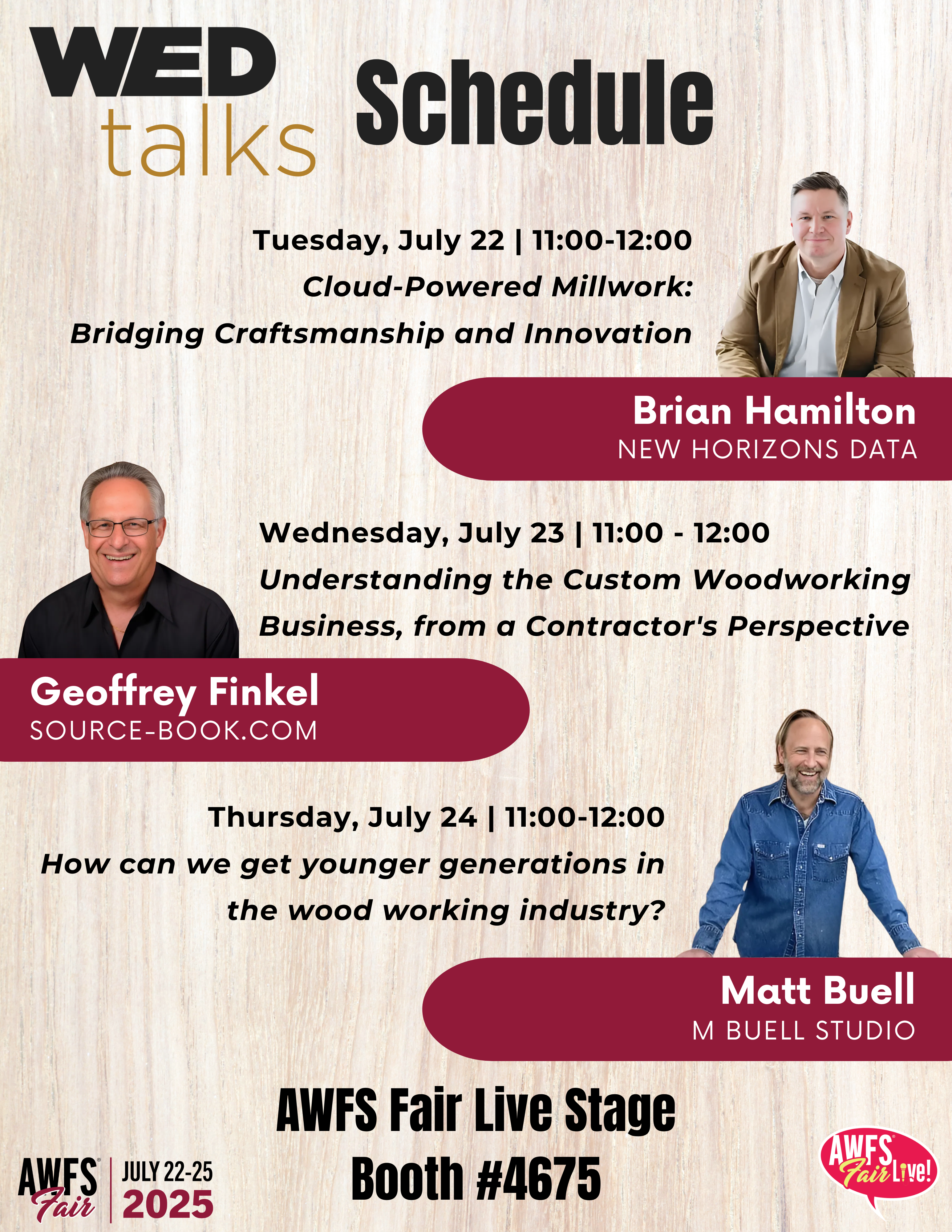 WED Talk 2025 Schedule for Fair Website & Freeman Sign
